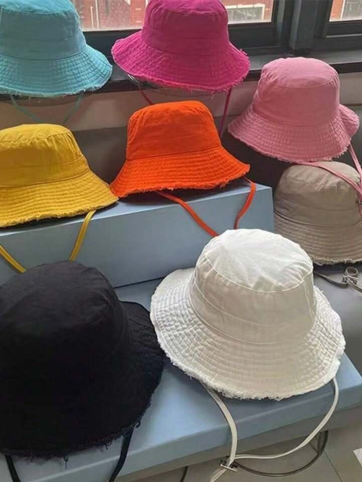 3,71€4,75€-21%Envío Gratuito For orders 9,00€+Sombrero cubo de ala ancha con bordes deshil... | SHEIN