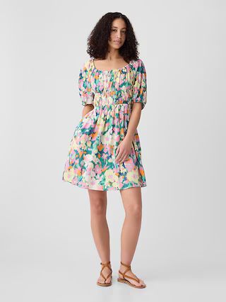 Smocked Squareneck Mini Dress | Gap Factory