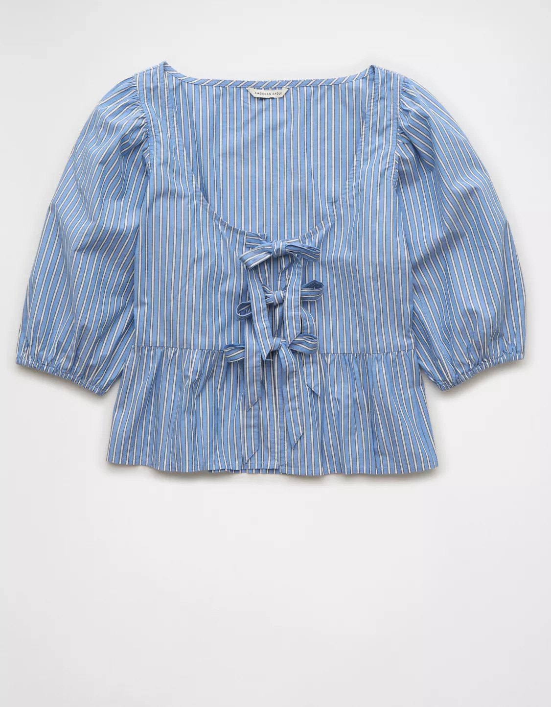 AE Puff Sleeve Tie Front Top | American Eagle Outfitters (US & CA)