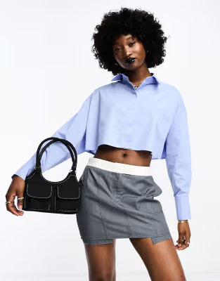 ASOS DESIGN ultimate cropped shirt in blue | ASOS (Global)