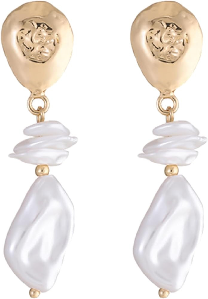 Pearl Drop Earrings for Women Hypoallergenic and Lightweight Gold Dangle Earrings for Women Girl | Amazon (US)