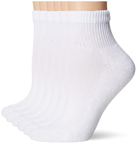 Hanes Women's Ankle Socks, Comfort Toe Seamed, Black Available, 6-Pack, White-6 Pack, 8-12 | Amazon (US)