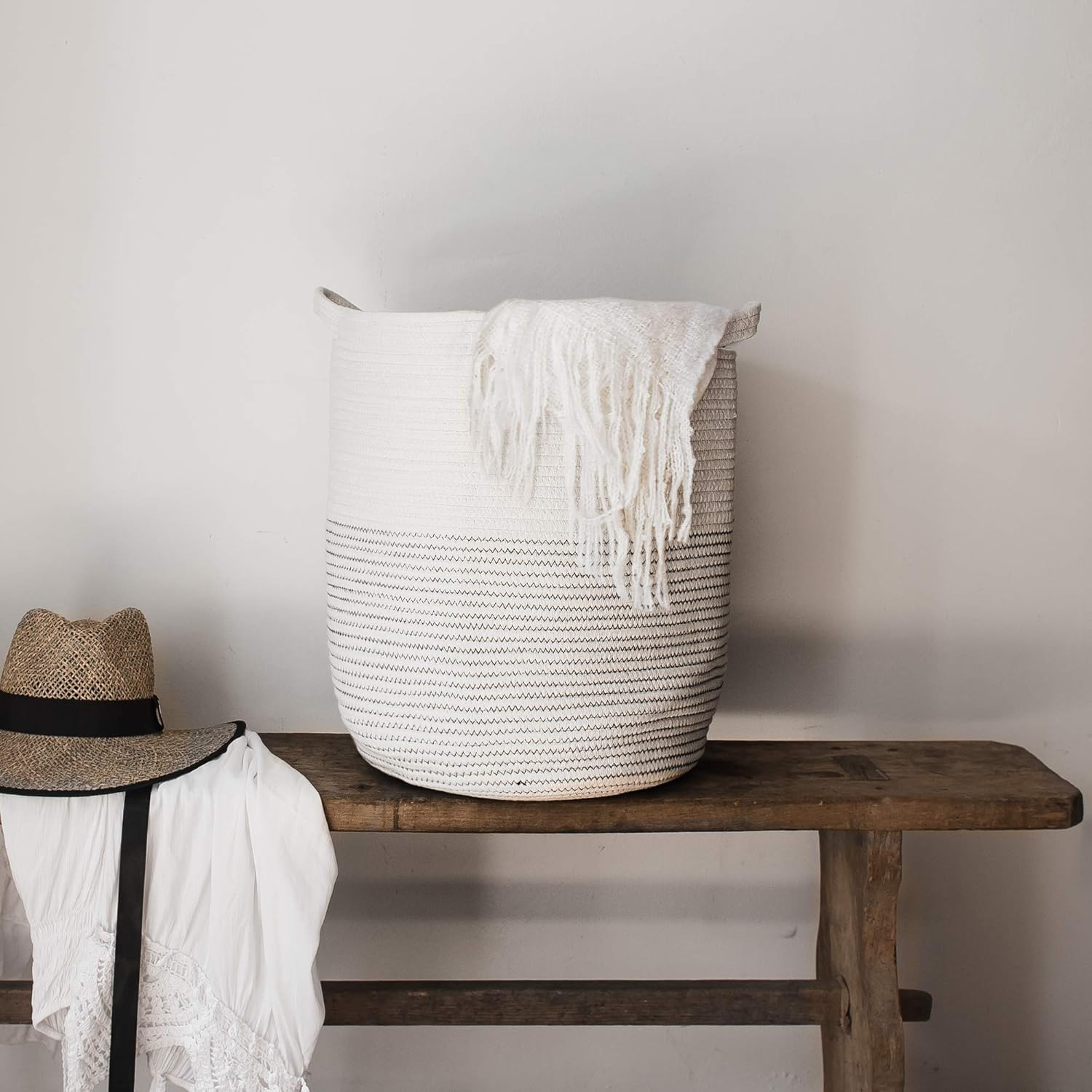 Extra Large Woven Storage Baskets | 18" x 16" Decorative Blanket Basket, Use For Sofa Throws, Pil... | Amazon (US)