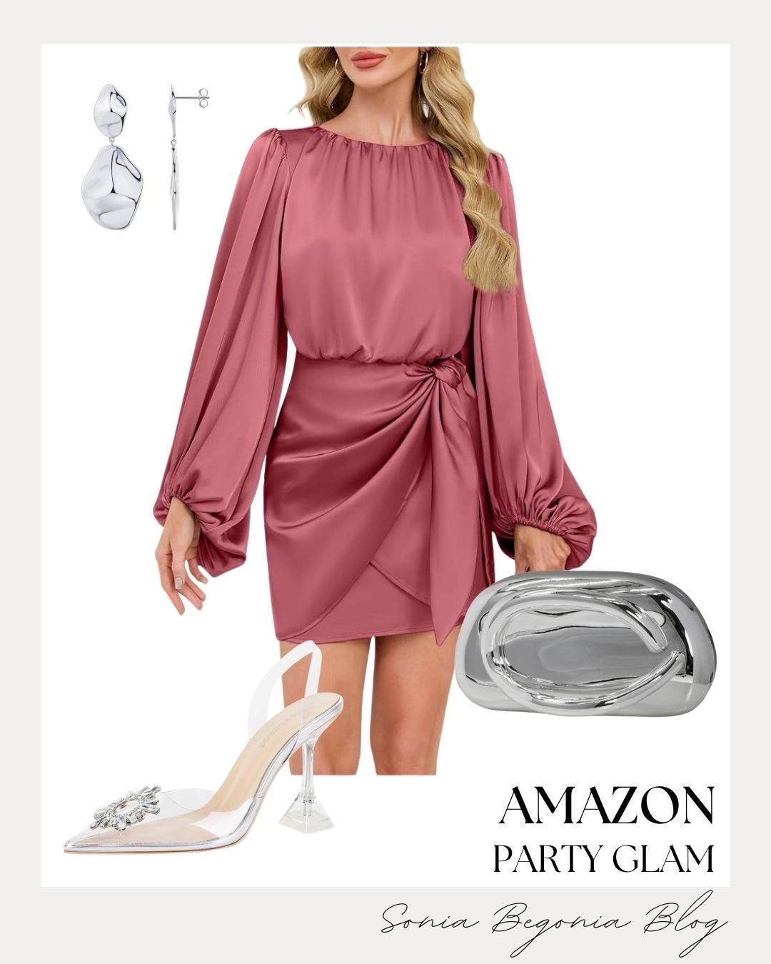 Loving this gorgeous pink satin dress from Amazon – it's the perfect statement piece for your next night out or special event!

The long lantern sleeves and tie-waist are so flattering.

I've paired it with these stunning clear heels and a super trendy silver clutch.

#LTKunder100 #LTKstyletip #AmazonFinds #AmazonFashion #PartyDress #SatinDress #CocktailAttire #ClearHeels #SilverClutch #SoniaBegoniaBlog

#LTKootd #LTKWedding