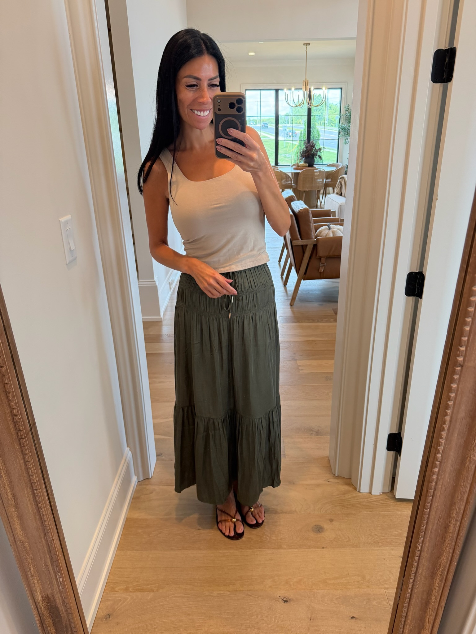 Such an easy outfit for transitioning into fall🤎 Love this olive maxi skirt paired with a simple neutral tank!





fall transition outfit, olive maxi skirt, maxi skirt outfit, casual fall outfit, neutral outfit, early fall style, everyday outfit, fall fashion, transitional style, women’s fall outfits, carla.bushey 

 #LTKootd #LTKSeasonal