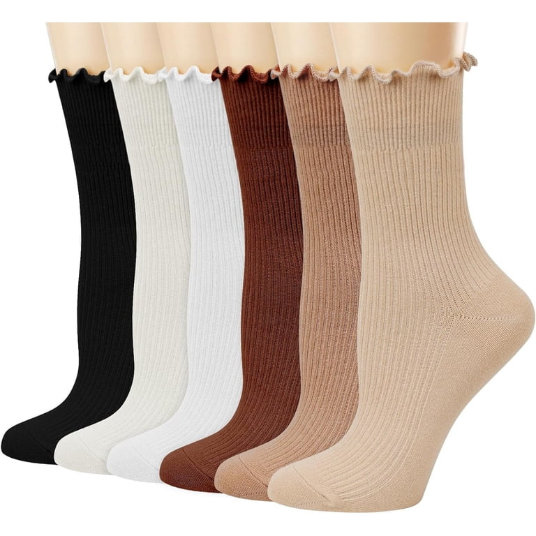 CAREFORM Mary Womens Socks, Ruffle Turn-Cuff Casual Crew Socks Breathable Cool Knit Cotton Lettuc... | Walmart (US)