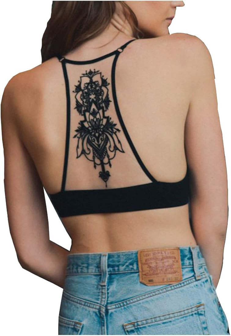 TD Collections Womens Tattoo Mesh Racerback Bralette | Amazon (US)