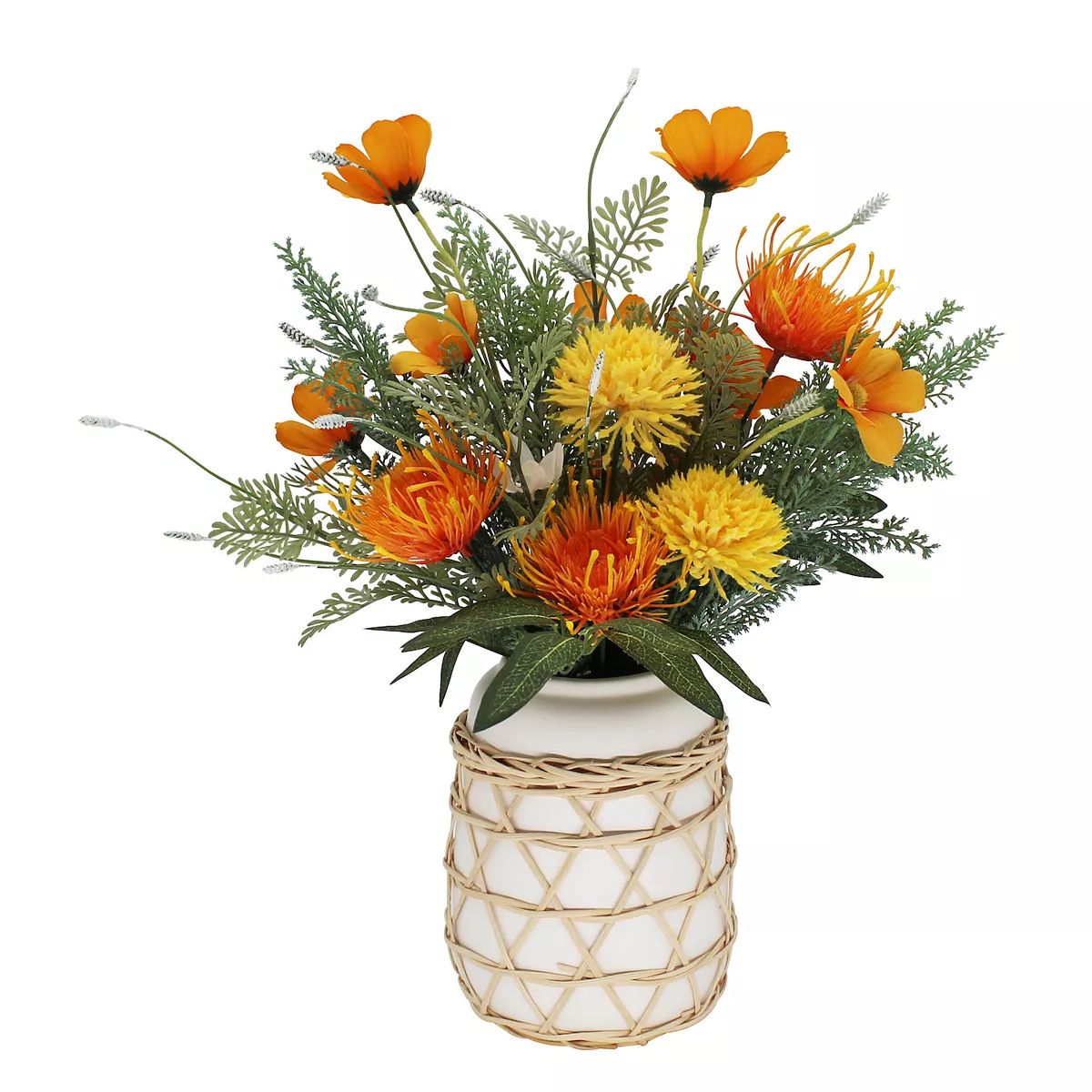 Sonoma Goods For Life® Artificial Spider Mum Protea & Ceramic Rattan Vase Table Decor | Kohl's