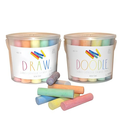 Rae Dunn x CocoNut Outdoor Jumbo Outdoor Sidewalk Chalk 2 Pack - 40 Pieces, Non-Toxic, Washable Jumbo Chalk - Create Colorful Artwork on the Sidewalk or Chalkboard, For Kids Ages 3+ | Amazon (US)