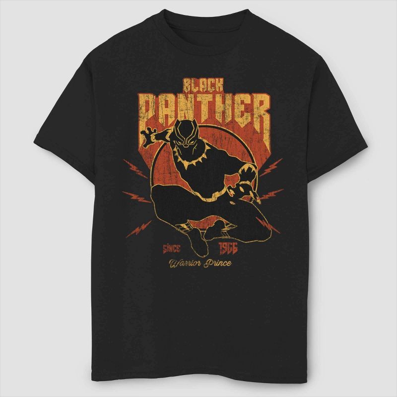 Boys' Marvel Lightning Black Panther Short Sleeve T-Shirt - Black | Target