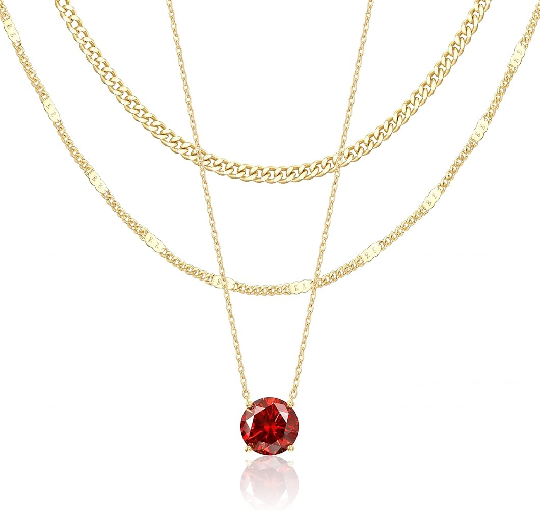 WomenGifts Layered Gold Necklaces for Women, 14K Gold Sterling Silver Plated Dainty Pendant Neckl... | Amazon (US)