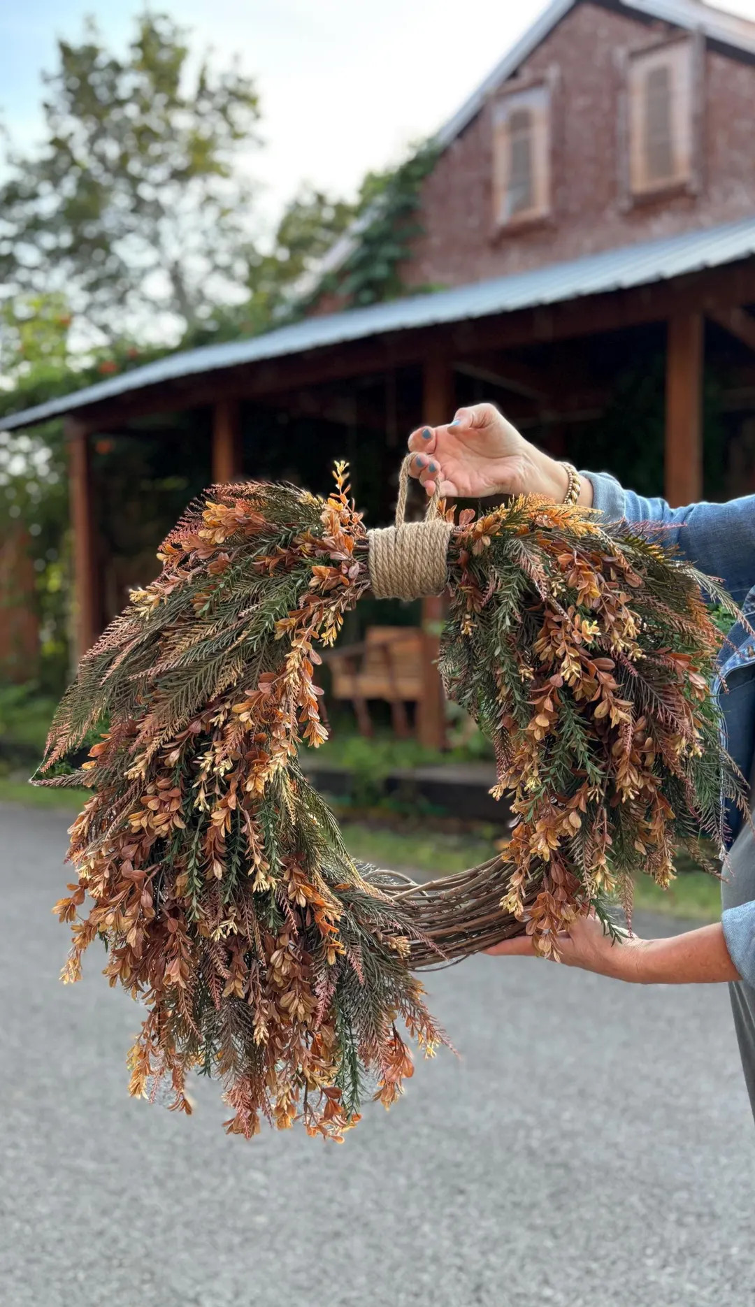 Faux Fall Fern Cedar Wreath, Front Door, Farmhouse Home Decor, Autumn Door Decor, Hanging Fall Ne... | Etsy (US)