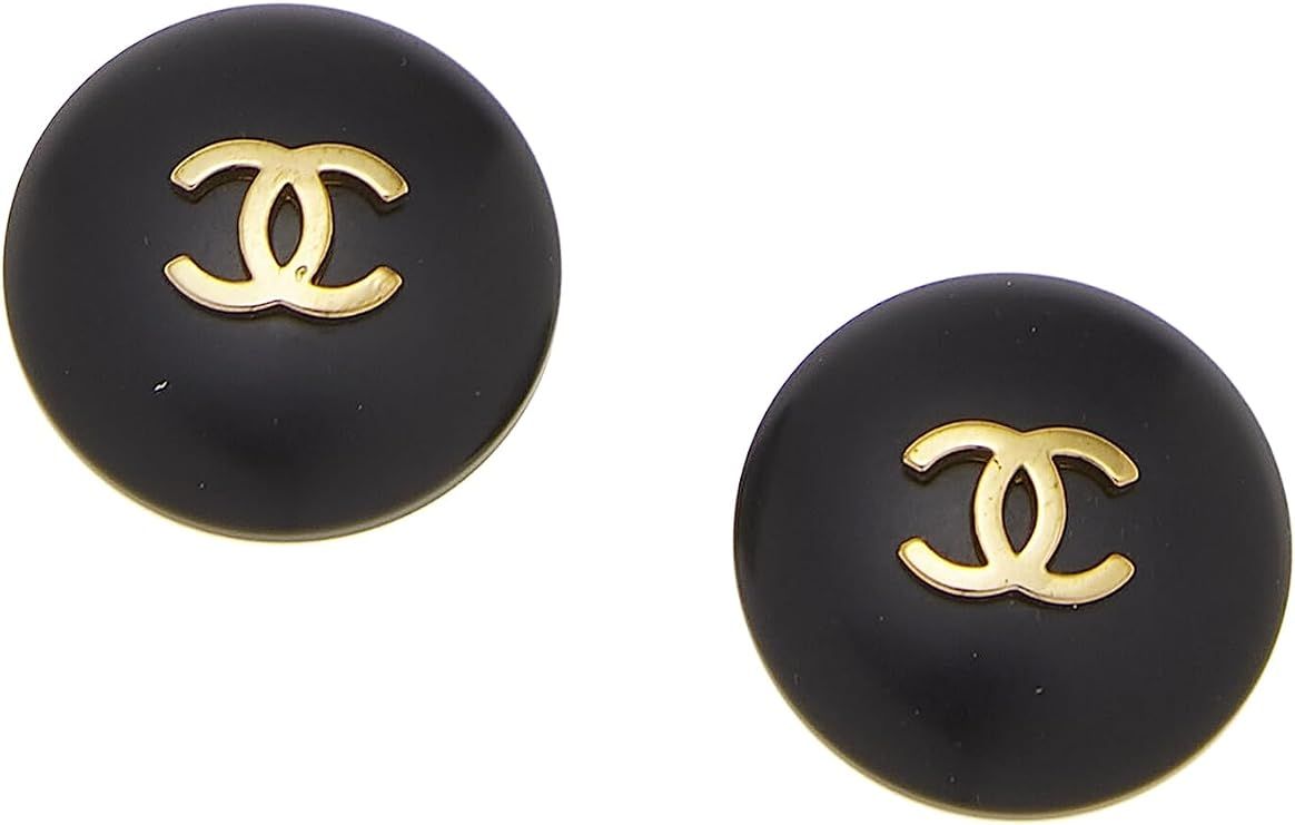 Amazon.com: Chanel, Pre-Loved Gold & Black Acrylic Button 'CC' Earrings, Black : Luxury Stores | Amazon (US)