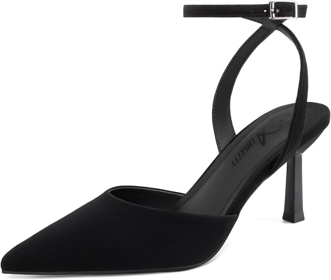 Athlefit Women's Closed Pointed Toe 3 Inch High Heels Ankle Strap Stiletto Heel Wedding Party Dre... | Amazon (US)