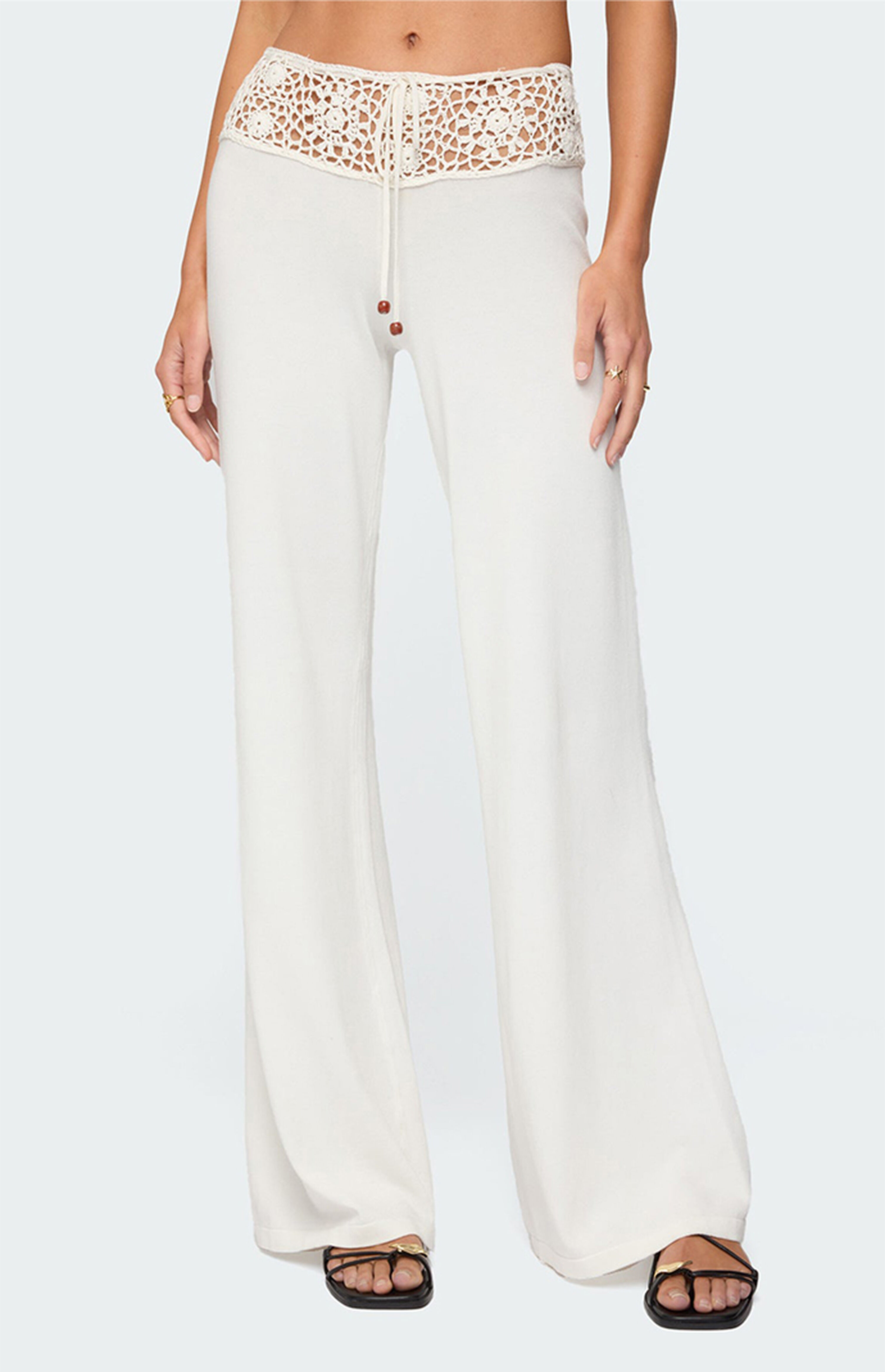 Edikted Kirsty Crochet Waist Knit Pants | PacSun