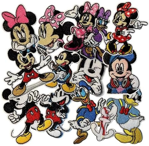12pcs Cute Kids Cartoon Mouse Embroidery Patches Iron on/Sew on Anime Applique Embroidered Repair... | Amazon (US)