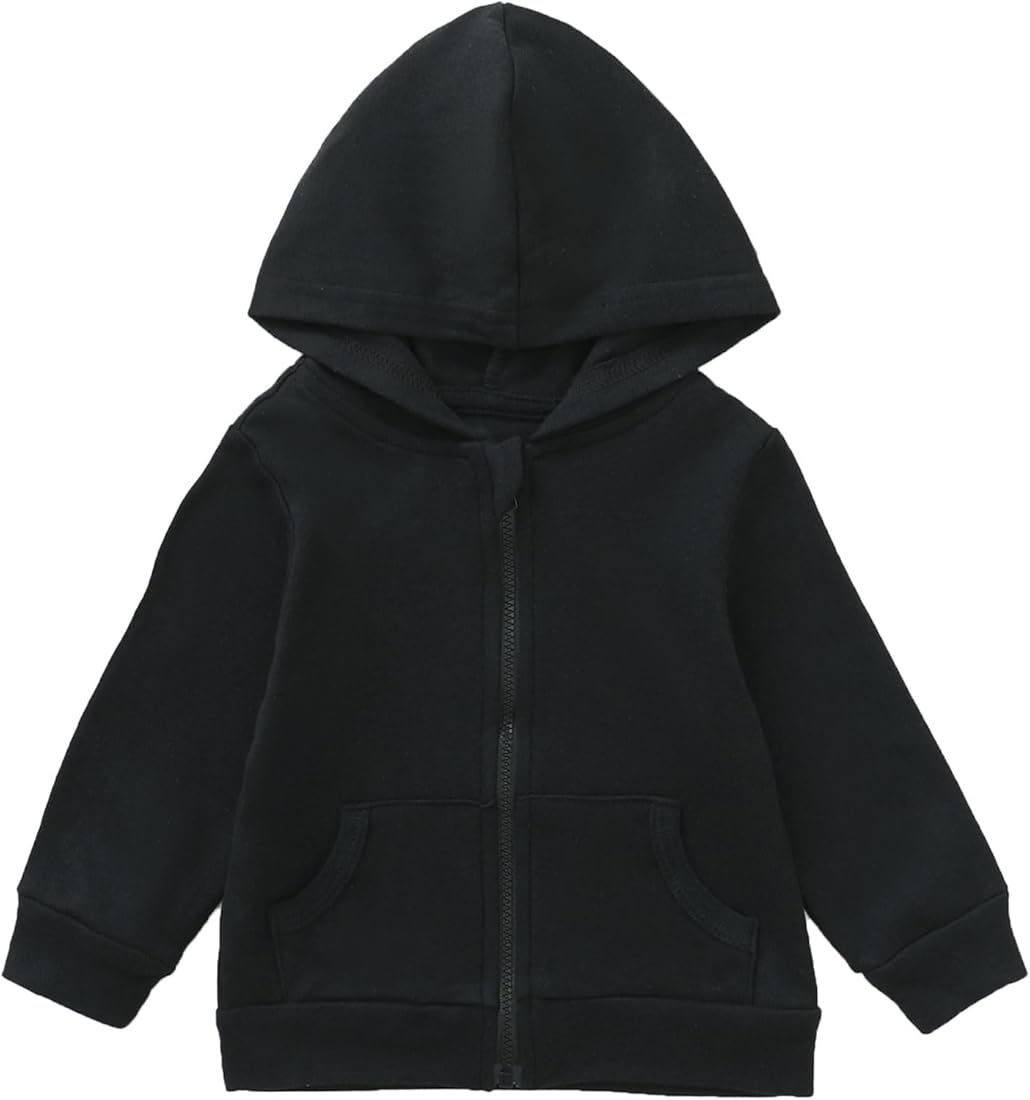 ROMPERINBOX Unisex Solid Baby Sweatshirts Hoodies, Lightweight Full Zip-up Jackets Coat 0-24 Months | Amazon (US)