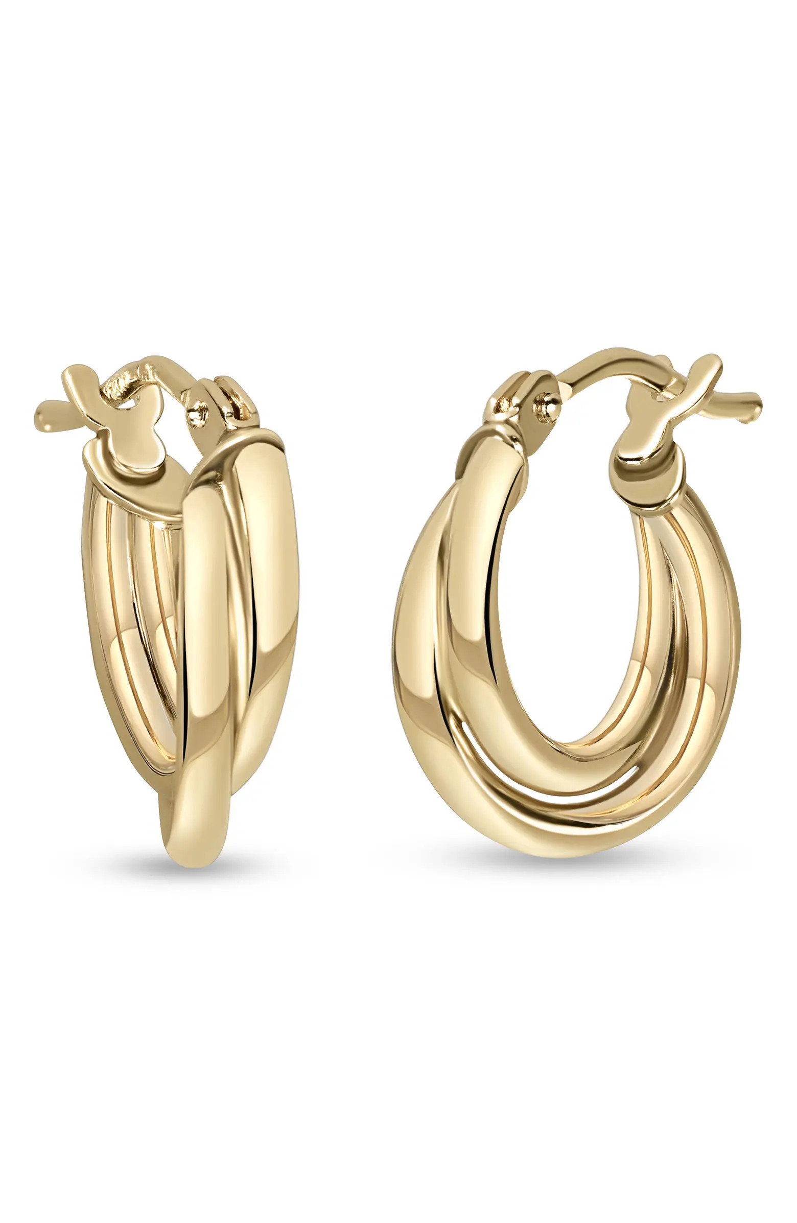 14K Gold Overlap Hoop Earrings | Nordstrom