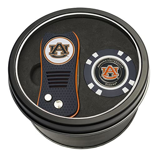 Team Golf NCAA Auburn University Tigers Tin Gift Set with Retractable Divot Tool and Golf Chip Gift Set & Chip, Includes 2 Double-Sided Enamel Ball Markers, Patented Design, Less Damage to Greens | Amazon (US)