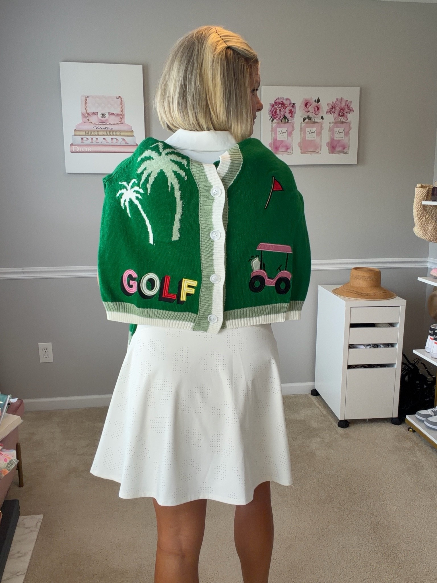 Green varsity golf cardigan TTS Gold

#LTKWorkwear #LTKOver40