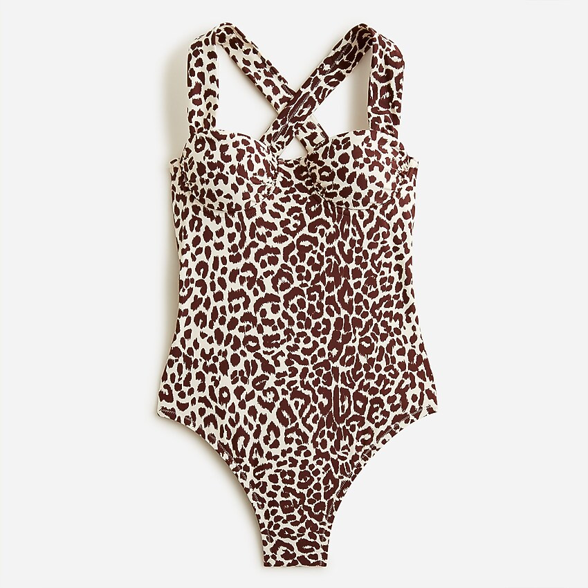 Ruched-cup one-piece in leopard print | J. Crew US