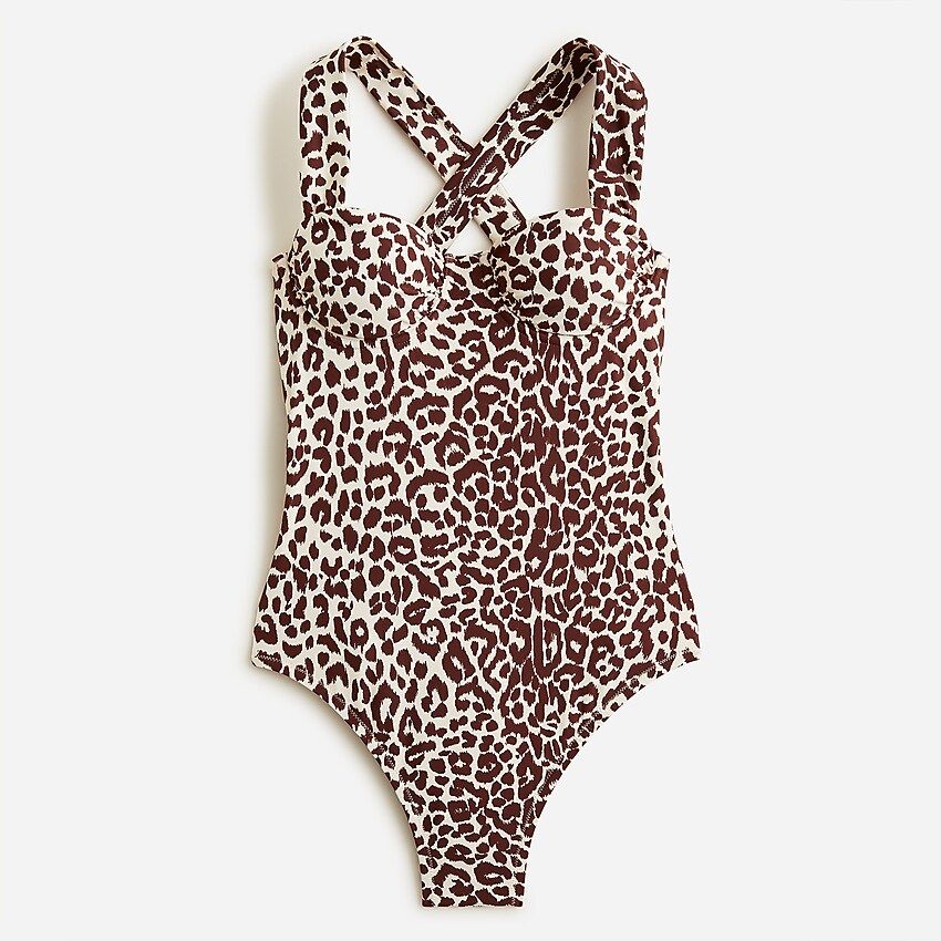 Ruched-cup one-piece in leopard print | J.Crew US