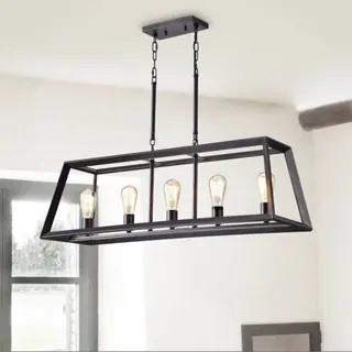 Daniela Antique 5-light Trapezoidal Black Metal Chandelier | Bed Bath & Beyond