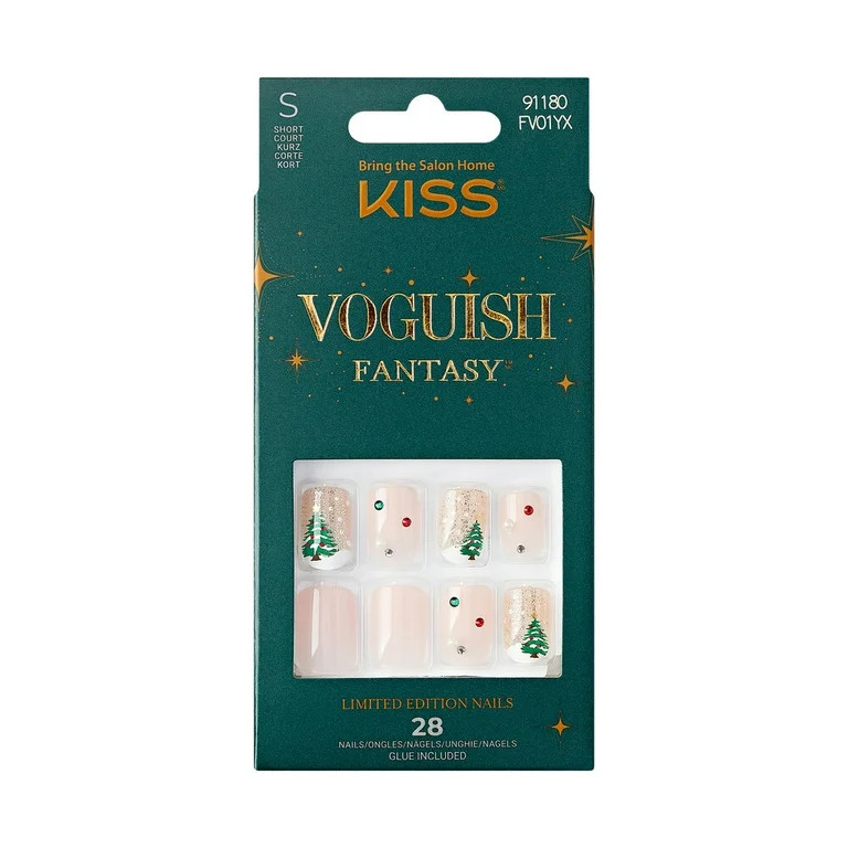 KISS Voguish Fantasy Holiday Press-On Nails, Marshmallow, Nude, Short Length, Square Shaped, 28 C... | Walmart (US)