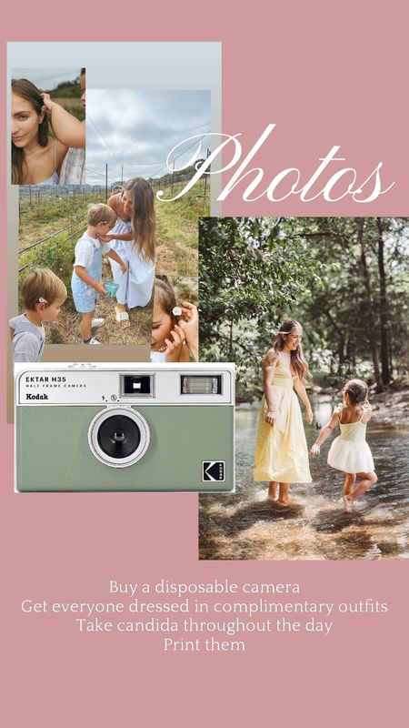 What every mama wants… candid pics ;) 

Get some disposable cameras (or a reusable one and film). Pick out outfits for everyone. Shoot through the day! Print ;)



#LTKFamily #LTKFindsUnder50 #LTKKids