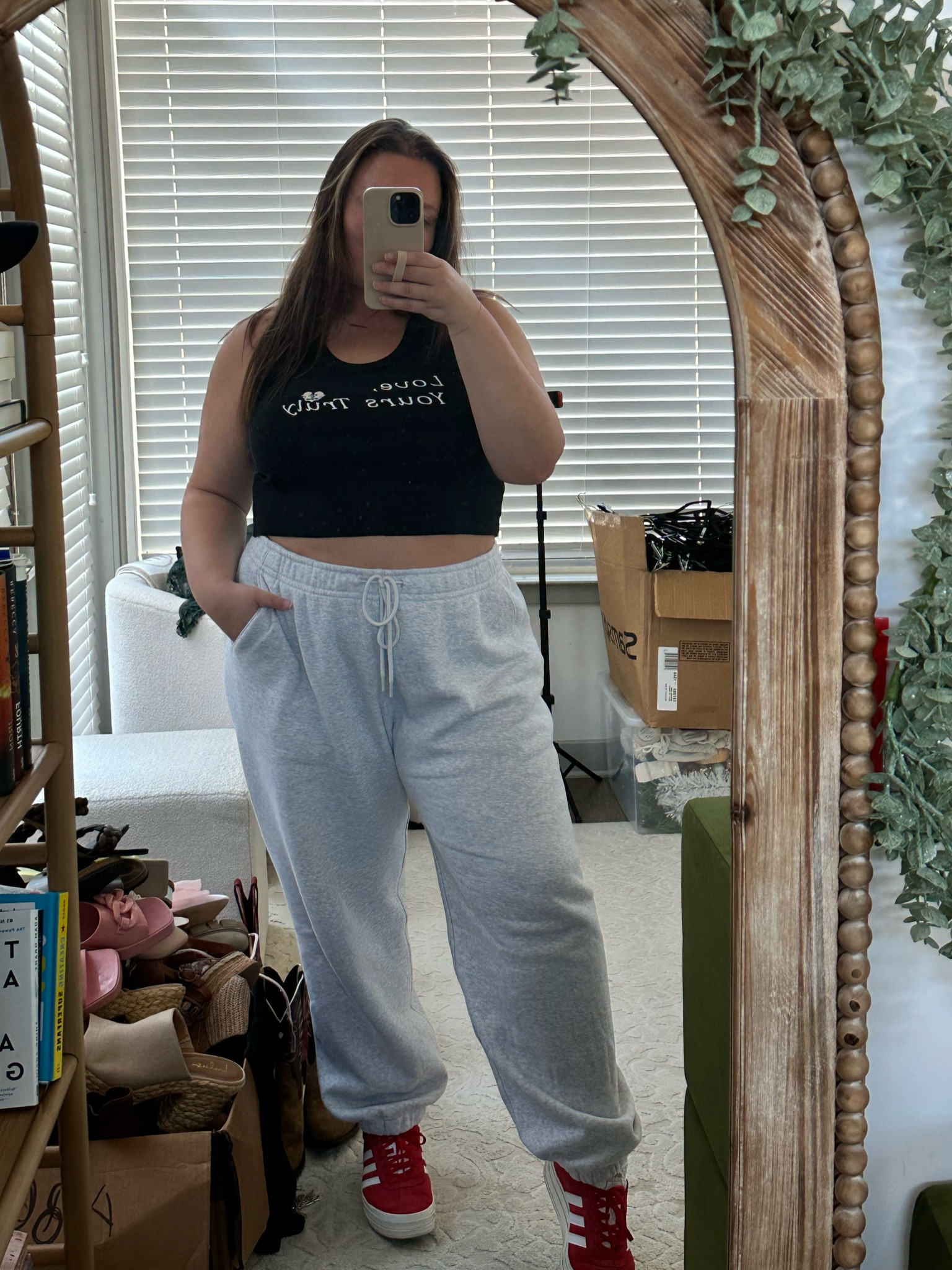 super casual and comfy and cute layers to travel in!! Xxxl in sweatshirt, xxl joggers and xl/xxl tank! Shoes run big, in a size 10

#LTKplussize #LTKtravel #LTKstyletip