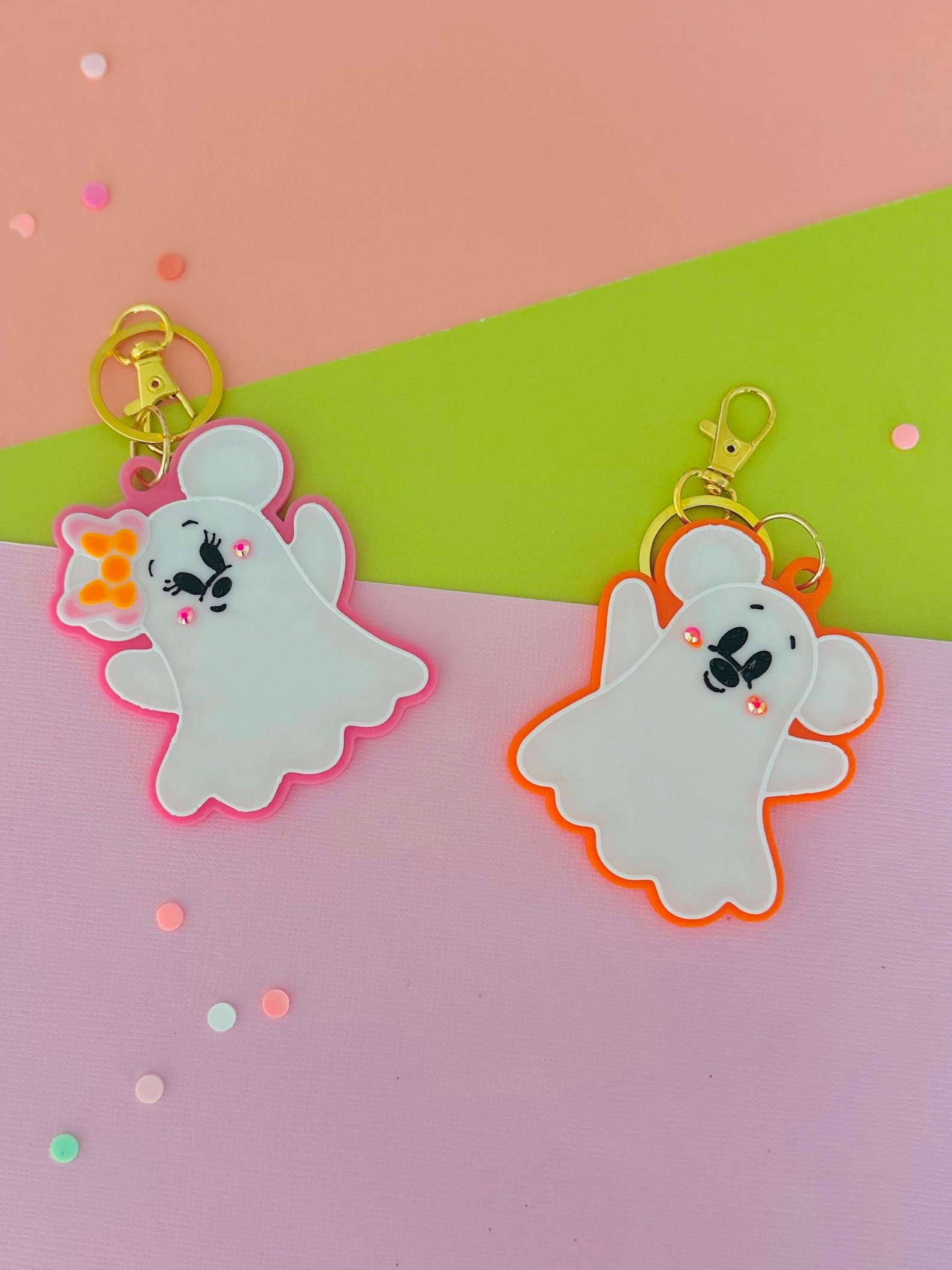 Cutie Ghosties Mickey and Minnie Key Chain, Halloween Bag Charms, New Mickey Ghost Key Chain, Dis... | Etsy (Global)