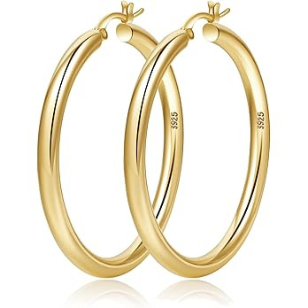 MILLA 14K Gold Hoop Earrings For Women, Silver Hoop Earrings & Rose Gold Earrings with Graduated ... | Amazon (US)