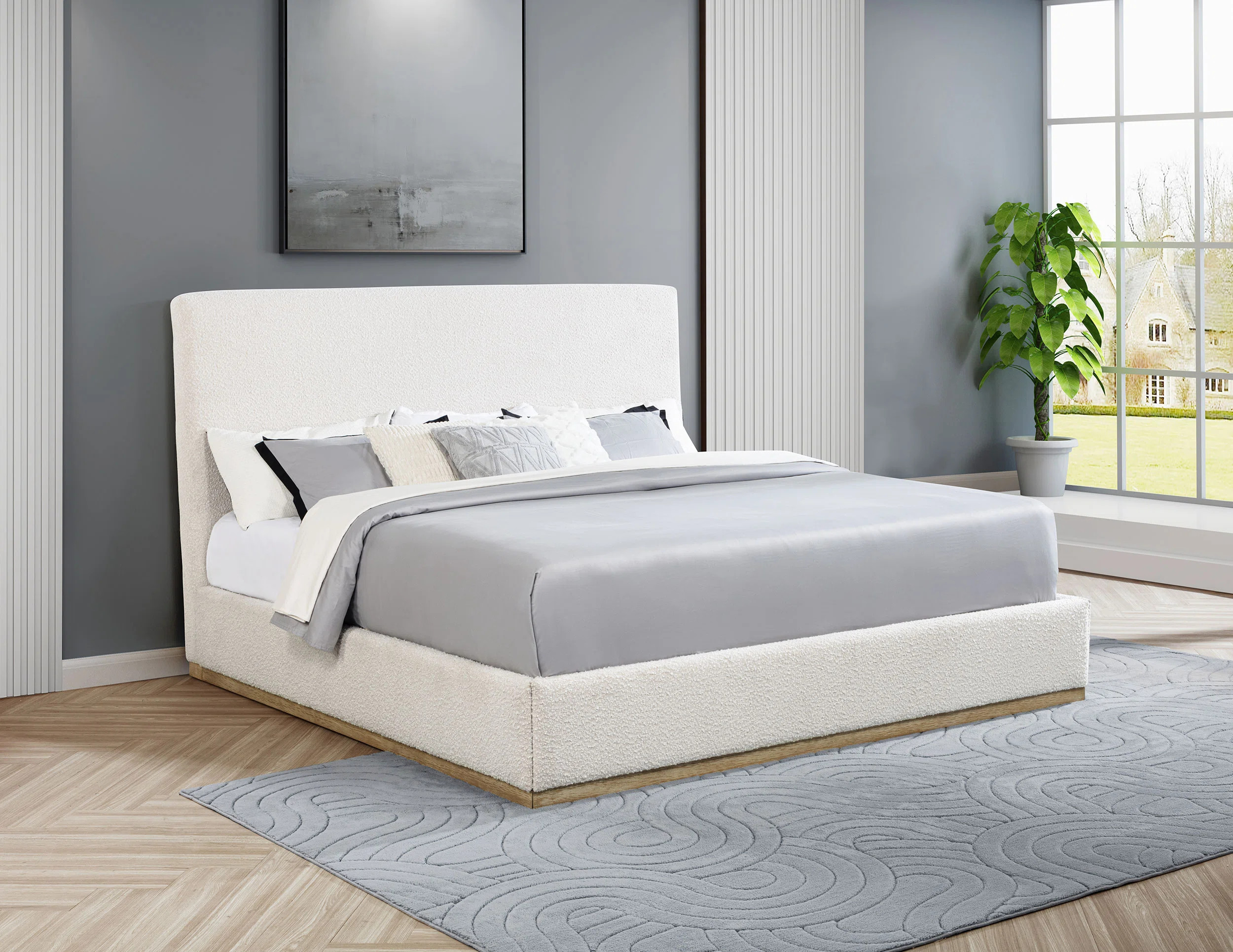 Boucle Upholstered Wingback Platform Bed | Wayfair North America