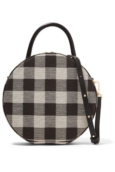 Circle leather-trimmed checked cotton-canvas shoulder bag | NET-A-PORTER (US)