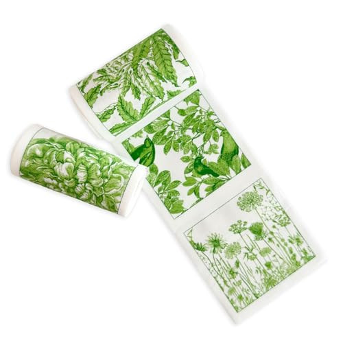 Caskata Botanicals Cocktail Napkin Roll of 50 | 100% Cotton Quick Dry Reusable | Perfect for Home, Dining, Birthday, Gifts | Green and White, 4.5W X 4.5L | Amazon (US)