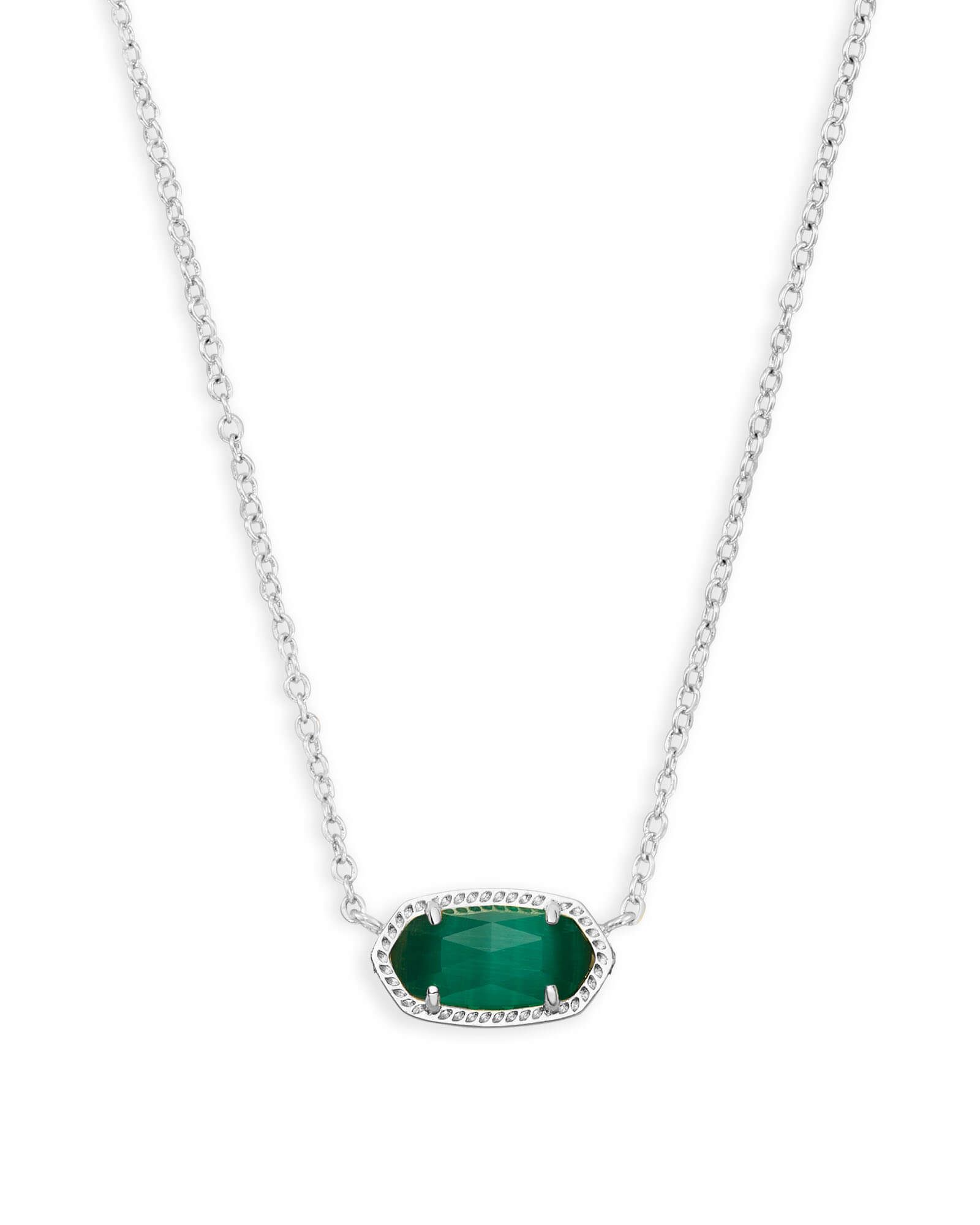 Elisa Silver Pendant Necklace in Emerald Cat's Eye | Kendra Scott | Kendra Scott