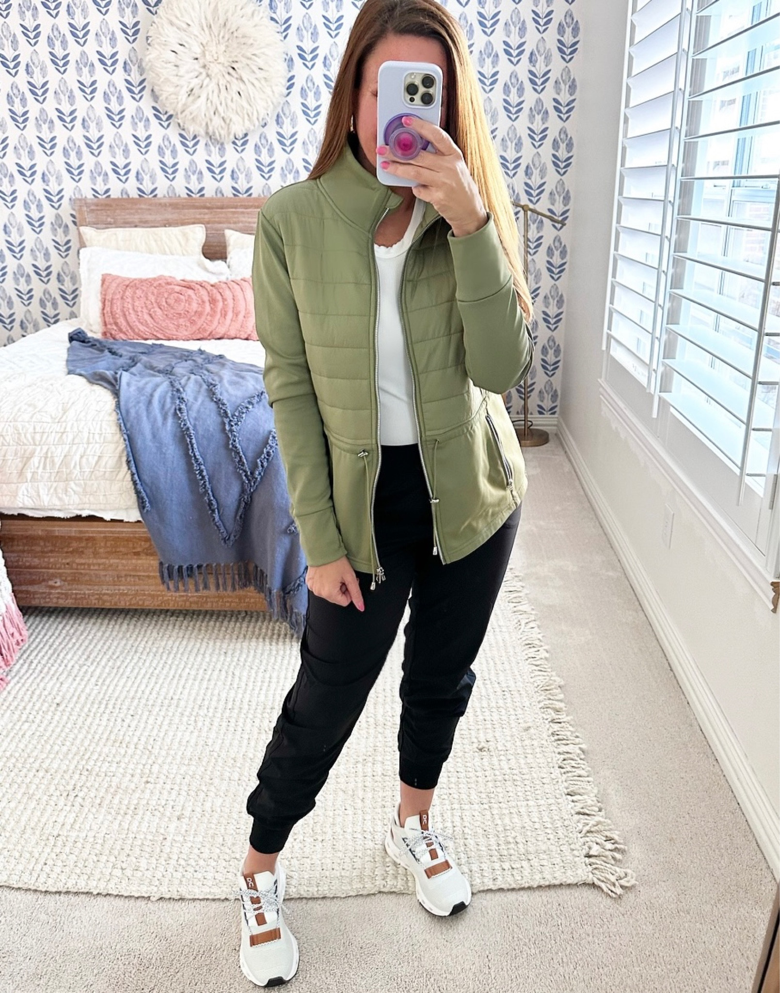 Two pair of lightweight joggers-one with a drawstring, the other is flat front, both are super comfy! Wearing a medium.
The jacket was a best seller last month...wearing a medium. 
.


#LTKfindsunder50 #LTKfitness #LTKstyletip