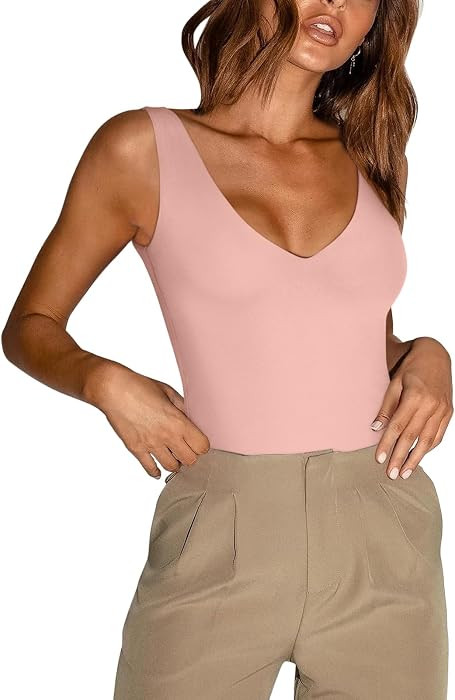 REORIA Butsmooth\u00ae Women\u2019s Basic Sexy Plunge Deep V Neck Sleeveless V Backless Going Out... | Amazon (US)