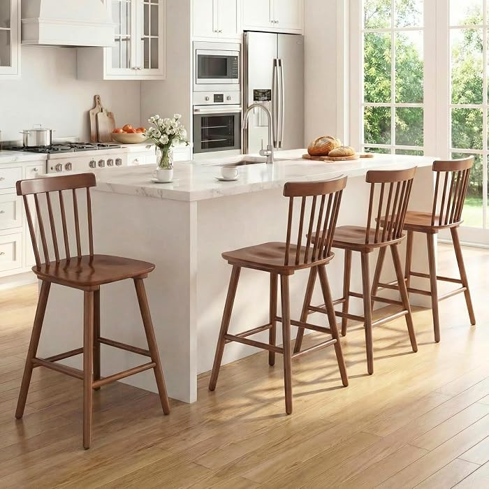 Windsor Bar Stools Set of 4, 26 Inch Counter Height Barstools Wooden Barstools with Spindle Back/... | Amazon (US)