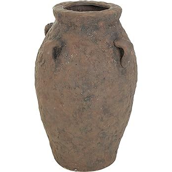 Deco 79 Ceramic Handmade Textured Vase with Handles, 10" x 10" x 15", Dark Brown | Amazon (US)