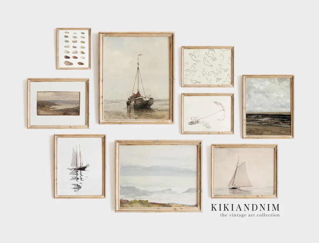 vintage coastal wall art | set of 9 prints | vintage gallery wall | nautical wall art | antique p... | Etsy (CAD)