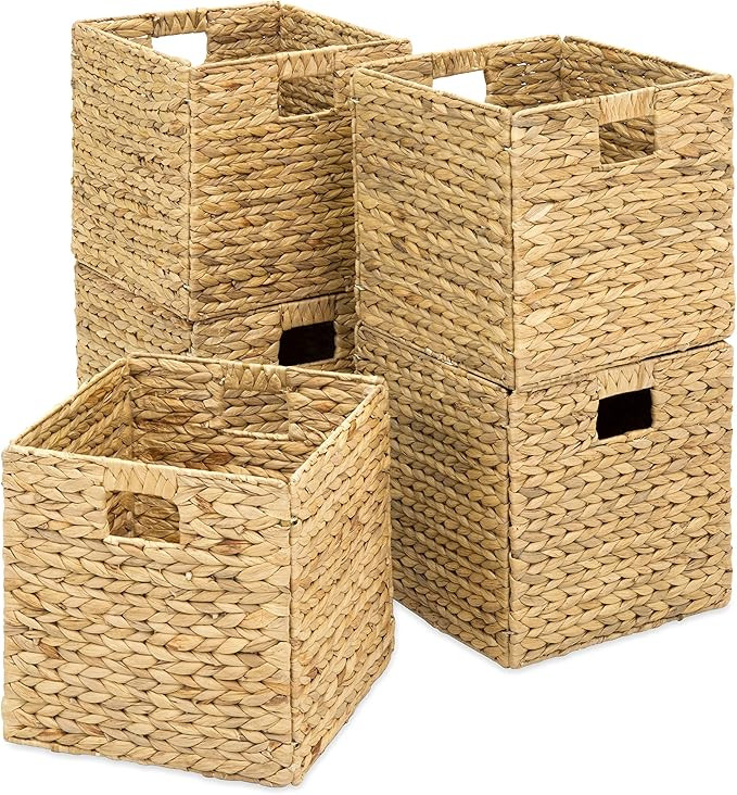 Best Choice Products Set of 5 Multipurpose Collapsible Hyacinth Storage Laundry Organizer Tote Ba... | Amazon (US)