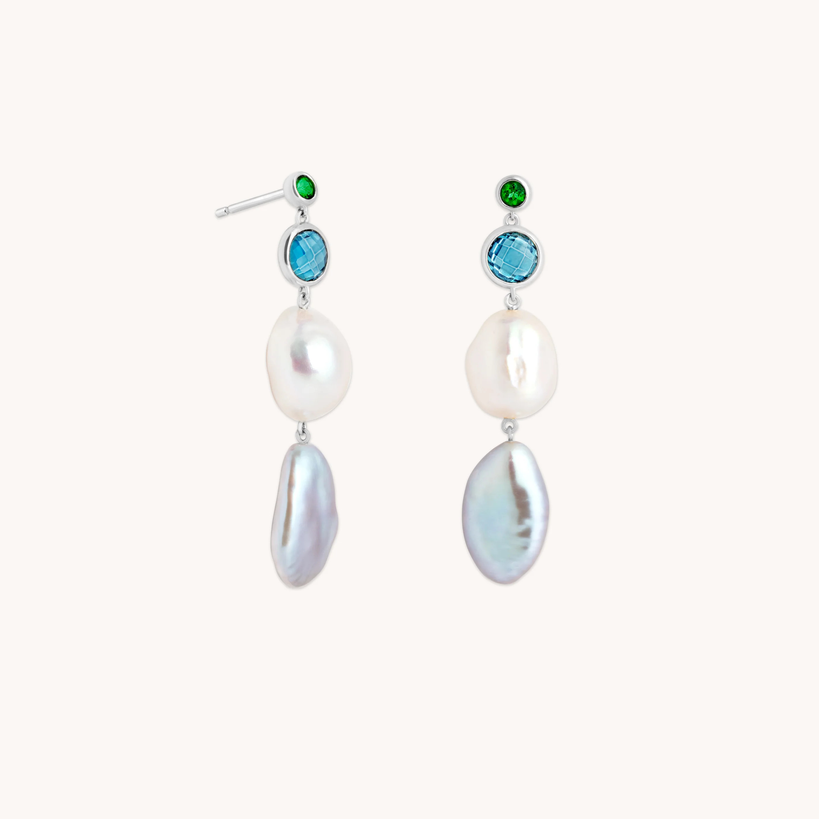 Tranquility Pearl Drop Studs in Silver | Astrid & Miyu UK