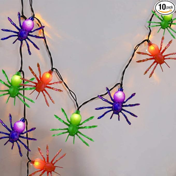 Halloween Spider String Lights, 8.5ft Hanging Halloween String Lights with 10 Edison Spider Light... | Amazon (US)