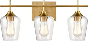 CLAXY Industrial Bathroom Vanity Lights 3-Light Clear Glass Wall Sconces | Amazon (US)