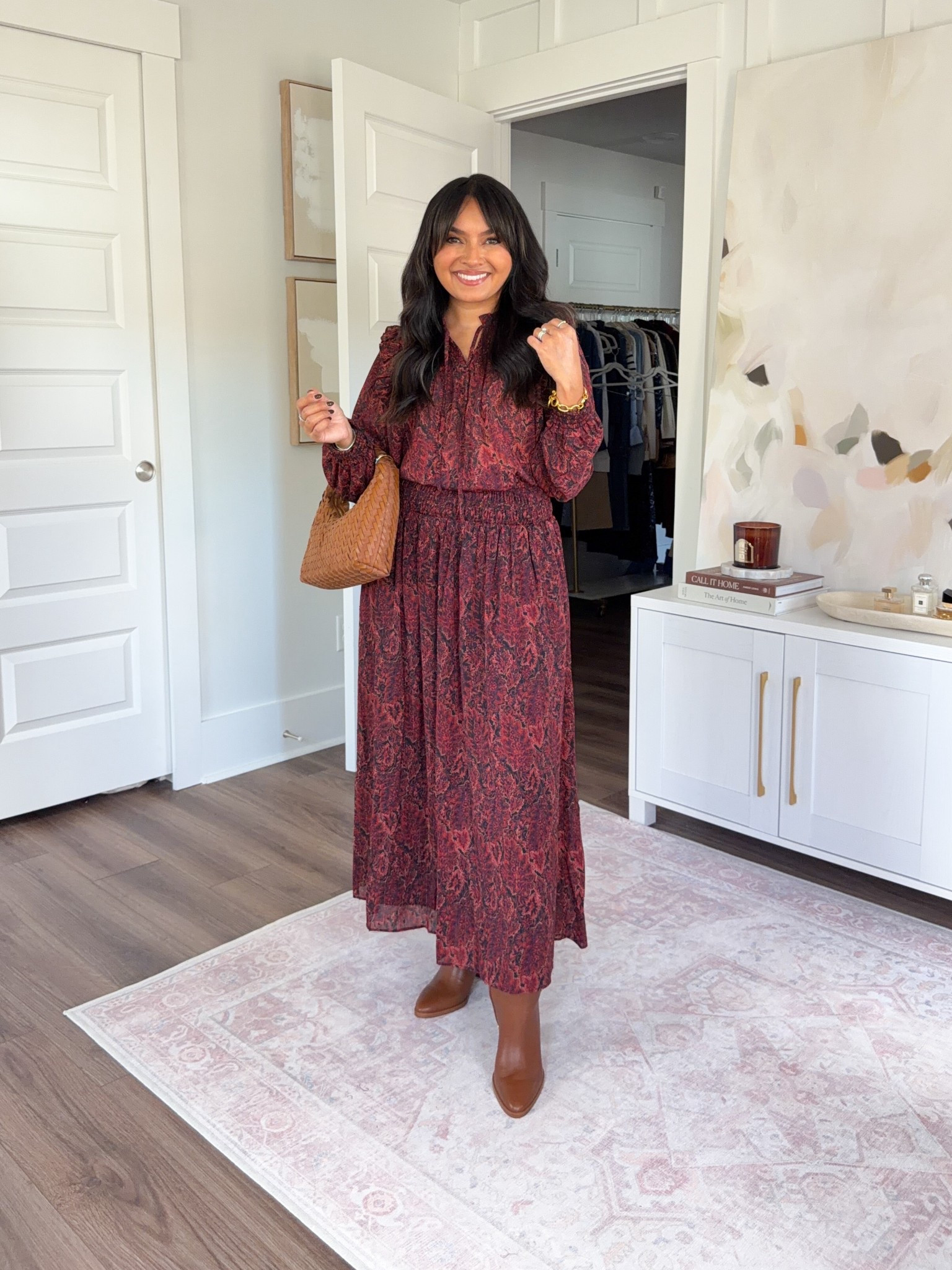 Red floral top size xs TTS
Red floral skirt size xs TTS
Chocolate leather boots size 5.5 TTS

#LTKSeasonal #LTKStyleTip #LTKPetite