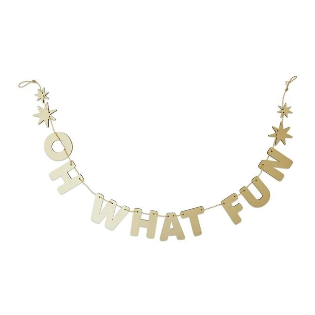 Packed Party "Oh What Fun" 5.5FT Gold Electroplated Reusable Holiday Banner | Walmart (US)