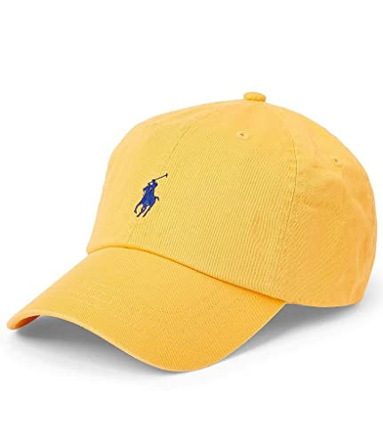 POLO RALPH LAUREN Men`s Classic Cotton Chino Baseball Cap (One Size, Yellow(9238)/Navy) | Amazon (US)