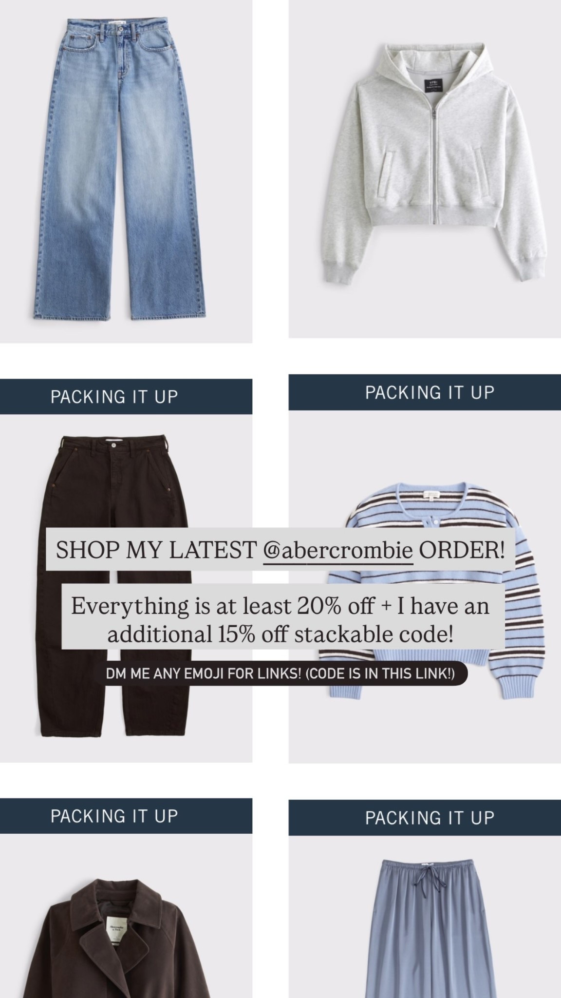 SHOP MY LATEST @abercrombie ORDER!

Everything is at least 20% off + I have an additional 15% off stackable code! Use code: DENIMAF