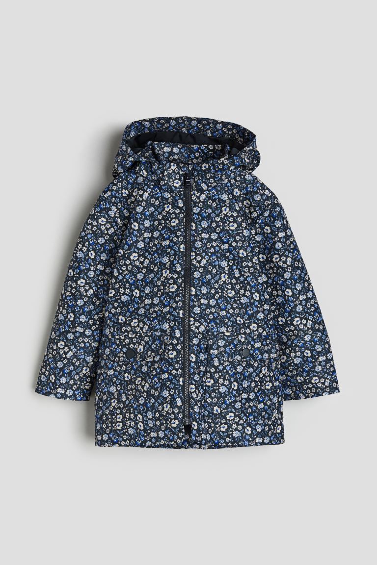 Water-repellent Shell Jacket - Dark blue/floral - Kids | H&M US | H&M (US + CA)